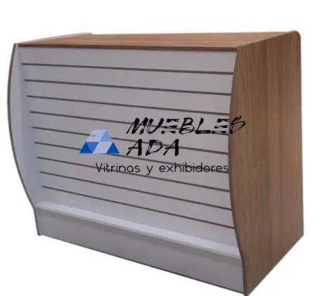 Mostrador para panadería curvo con frente tipo persiana