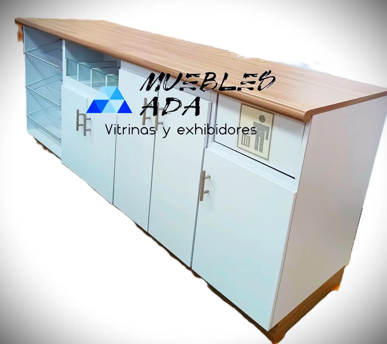 Mueble para minisúper con vitrinas y repisas